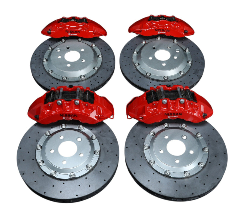 Crank Motorposrt R35 GTR Carbon Ceramic Brake Conversion Kit – Nissan Skyline R32-R34 – Red Calipers with Black Hat
