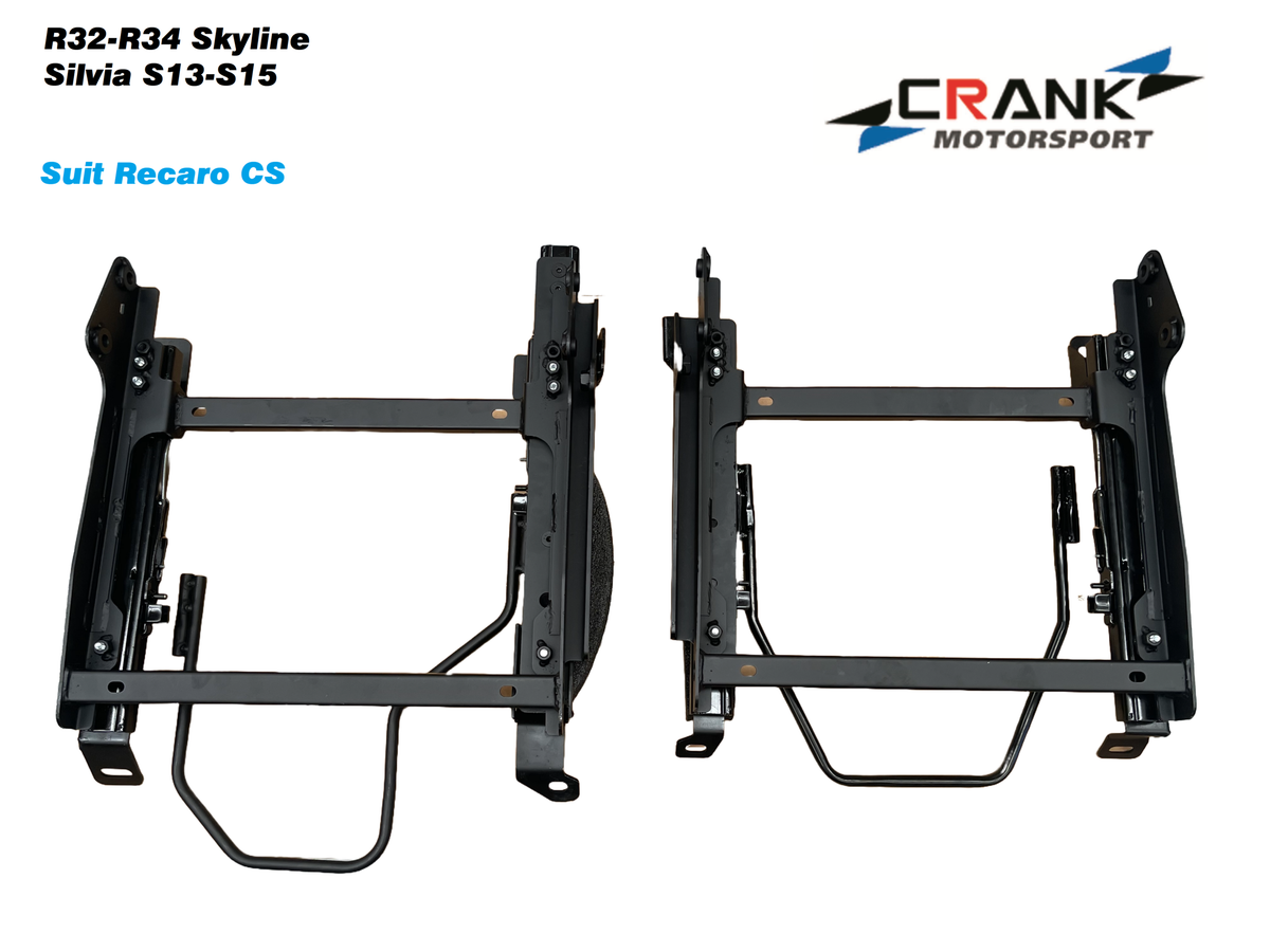 2x Crank Motorsport Nissan Skyline R32–R34 GTR Pair Superlow Seat Rails – Recaro CS / Nismo Compatible