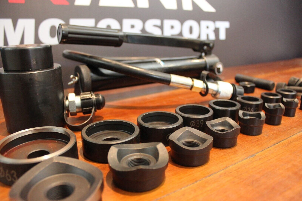 Crank Motorsport 16-Piece Hydraulic Metal Hole Punch Set – 16–63mm Cut