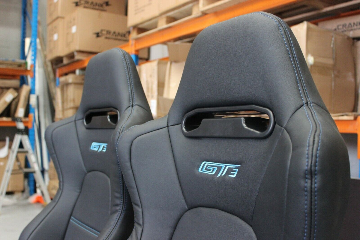 2x GT3 Ultra Hard-Wearing PVC Vinyl Racing Seats – Car Sport Seats – ADR Approved