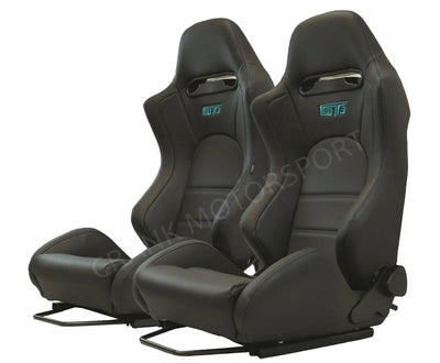 2x GT3 Ultra Hard-Wearing PVC Vinyl Racing Seats – Car Sport Seats – ADR Approved