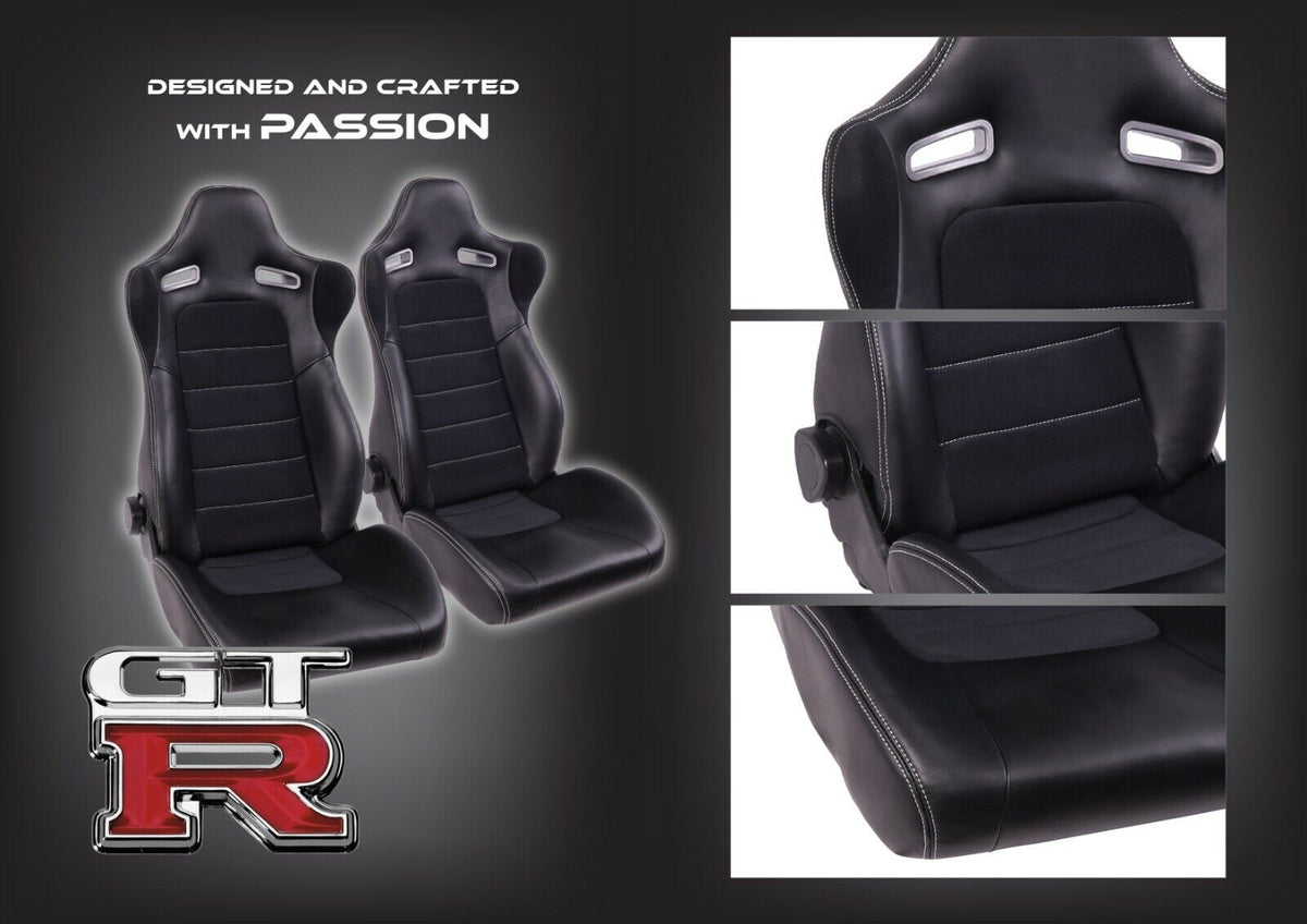 2x Crank Motorsport Nissan Skyline R34 GTR Mspec Leather Style Seats – ADR Approved