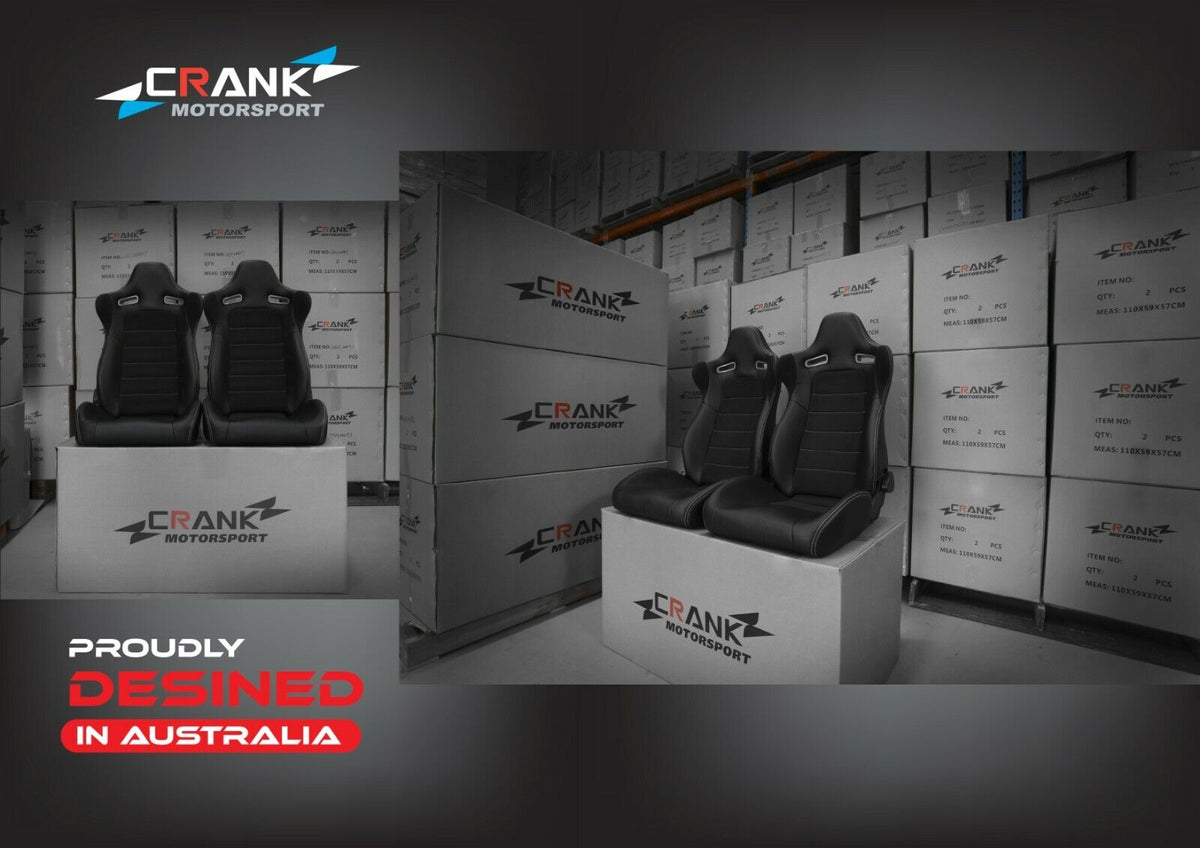 2x Crank Motorsport Nissan Skyline R34 GTR Mspec Leather Style Seats – ADR Approved