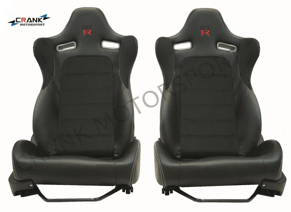 2x Crank Motorsport Nissan Skyline R34 GTR Mspec Leather Style Seats – ADR Approved