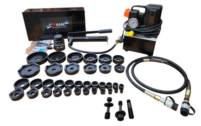 Crank Motorsport 36 Pcs Electric Hydraulic Hole Punch Kit – 16–114 mm Cut, 15T 240V Set