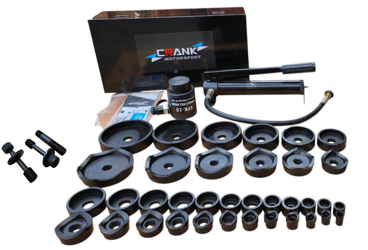 Crank Motorsport 36 Pcs Hydraulic Metal Hole Punch Set – 16–114 mm Cut