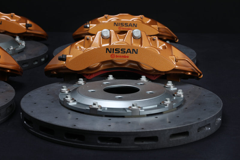 R35 GTR Brake Adapter Kit (V4) to Suit Skyline R32, R33, R34 – Cross Drilled Rotors