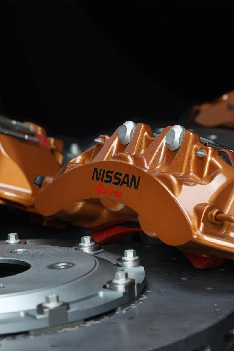 Crank Motorsport R35 GTR Carbon Ceramic Brake Kit Skyline R32-34 - Nissan Gold with Black Hat