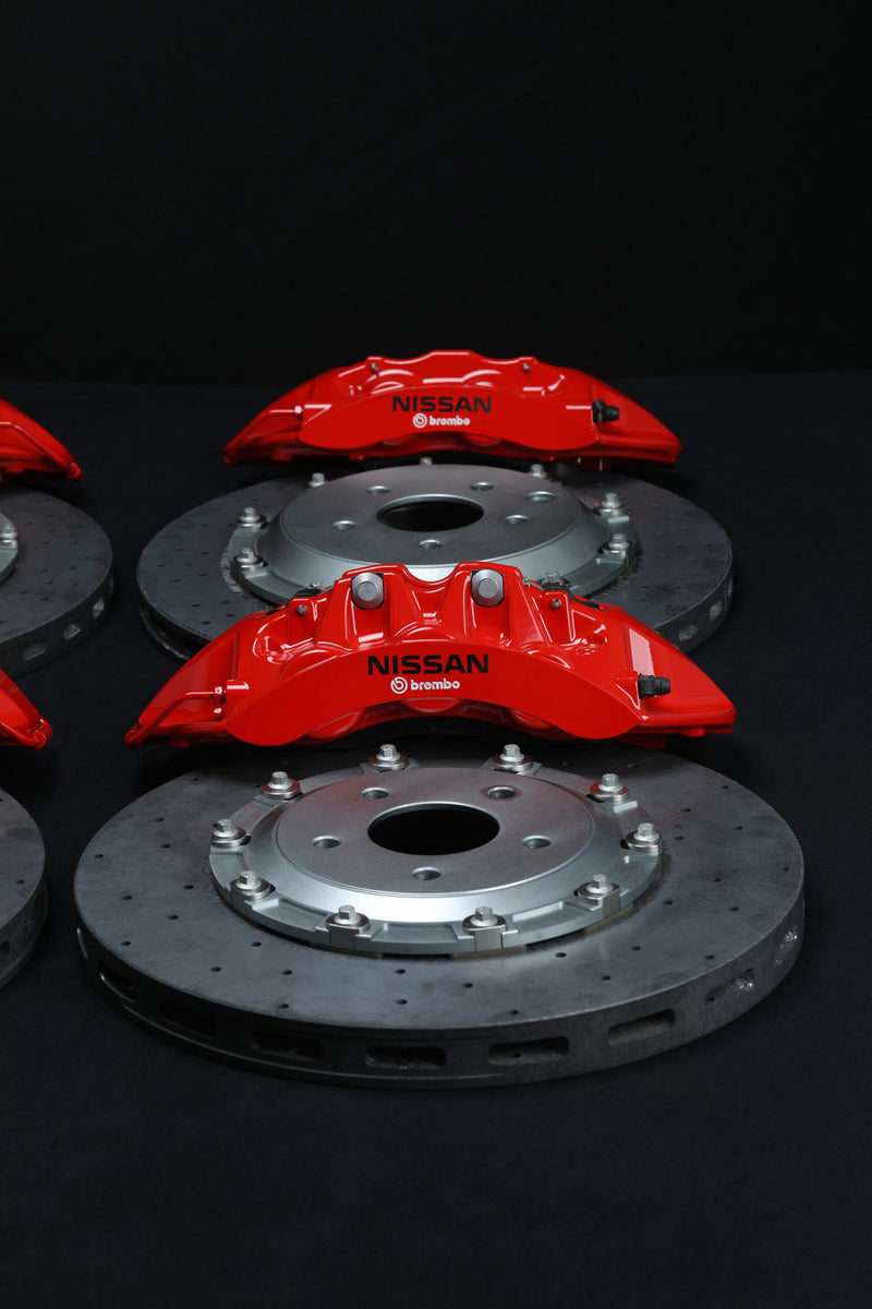 Crank Motorposrt R35 GTR Carbon Ceramic Brake Conversion Kit – Nissan Skyline R32-R34 – Red Calipers with Black Hat