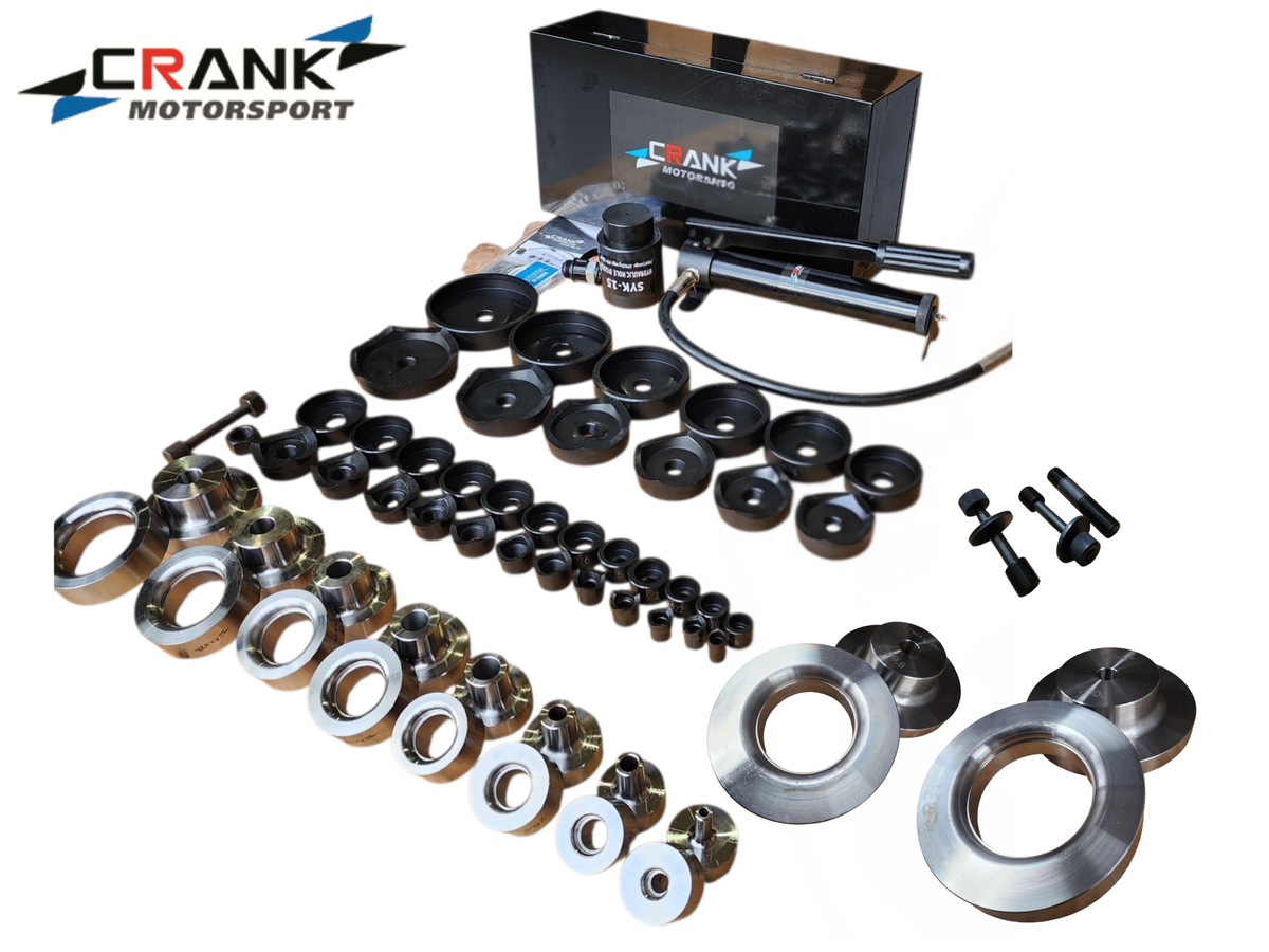 Crank Motorsport 56-Piece Hydraulic Hole Punch & Dimple Die Set – 16–114mm Cut, 12–100mm RADIUS