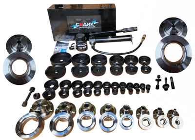 Crank Motorsport 56-Piece Hydraulic Hole Punch & Dimple Die Set – 16–114mm Cut, 12–100mm RADIUS