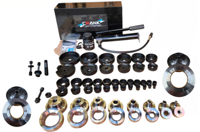 Crank Motorsport 56 Pcs Dimple Die + Hydraulic Hole Punch Set – 16 – 114 mm Cut, ½ – 4 in TAPER