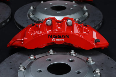 Crank Motorposrt R35 GTR Carbon Ceramic Brake Conversion Kit – Nissan Skyline R32-R34 – Red Calipers with Black Hat