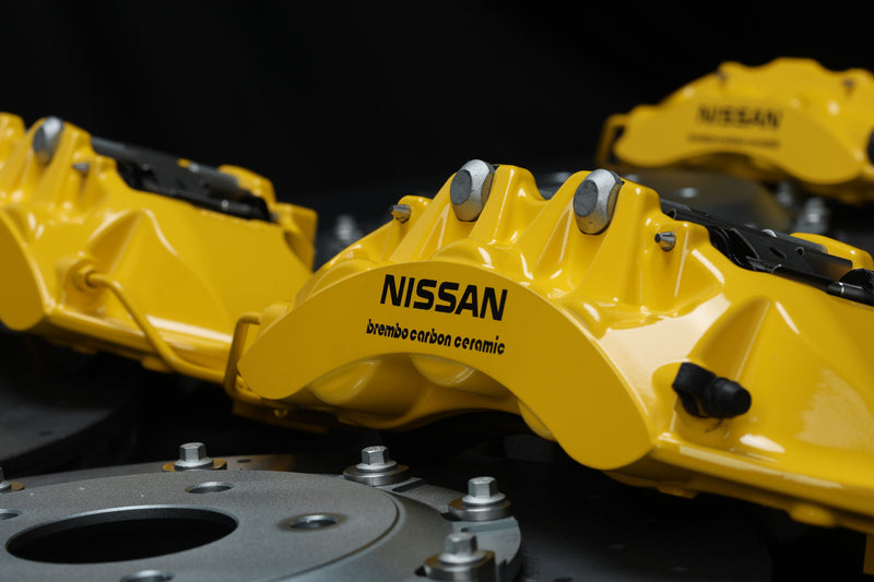 Crank Motorsport R35 GTR Carbon Ceramic Brake Conversion Kit – Nissan Skyline R32-R34 – Yellow Calipers with Black Hat