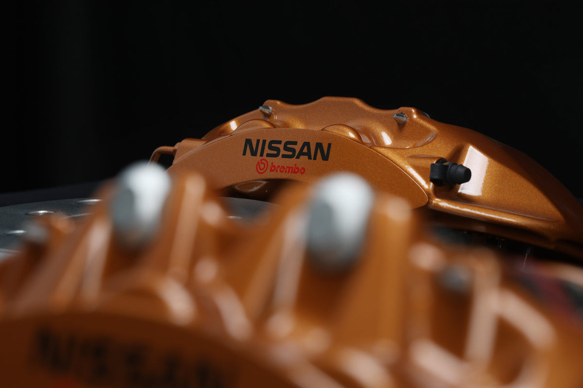 Crank Motorsport R35 GTR Carbon Ceramic Brake Kit Skyline R32-34 - Nissan Gold with Black Hat