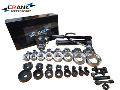 Crank Motorsport 36 Pcs Dimple Die + Hydraulic Hole Punch Kit, 16–63 mm Cut, 1/2–2.5" RADIUS Set