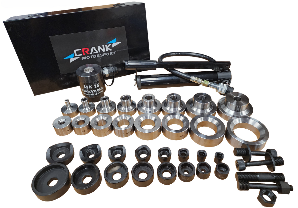 Crank Motorsport 36 Pcs Dimple Die Hole Punch Set – 16–63 mm Cut, 1/2–2.5 in TAPER Premium Kit