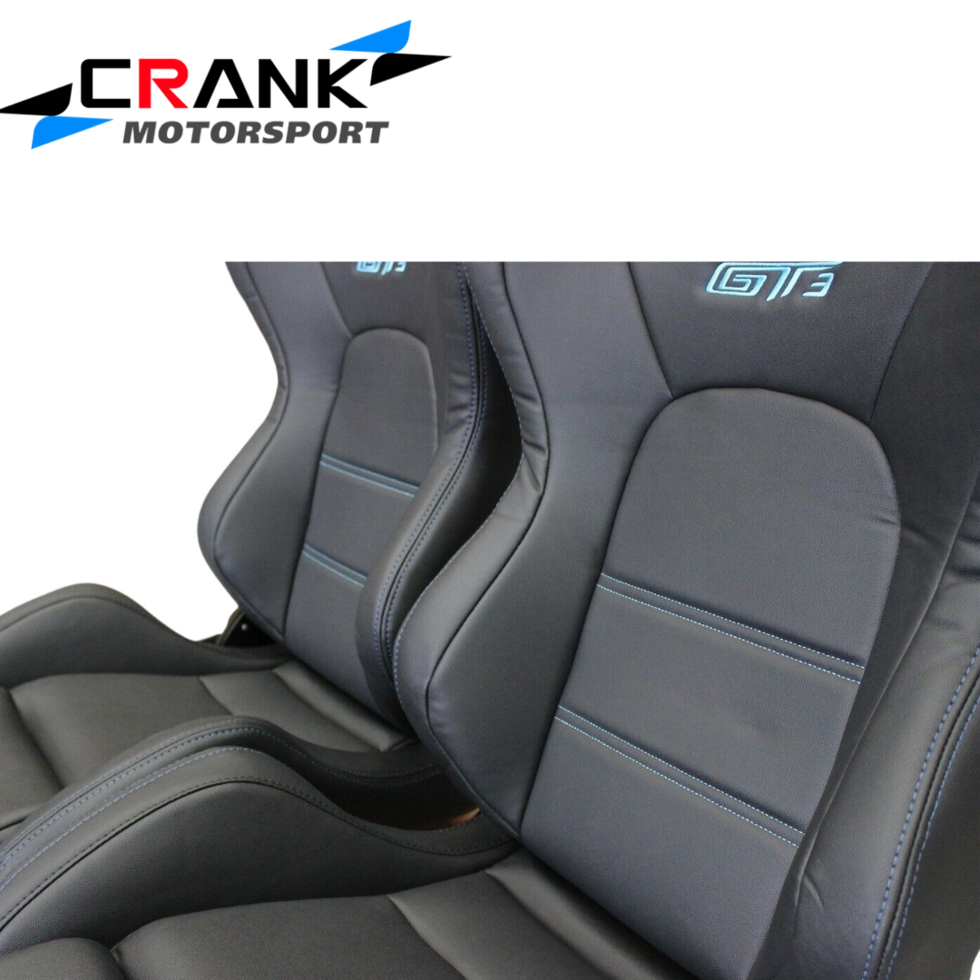 2x GT3 Ultra Hard-Wearing PVC Vinyl Racing Seats – Car Sport Seats – ADR Approved