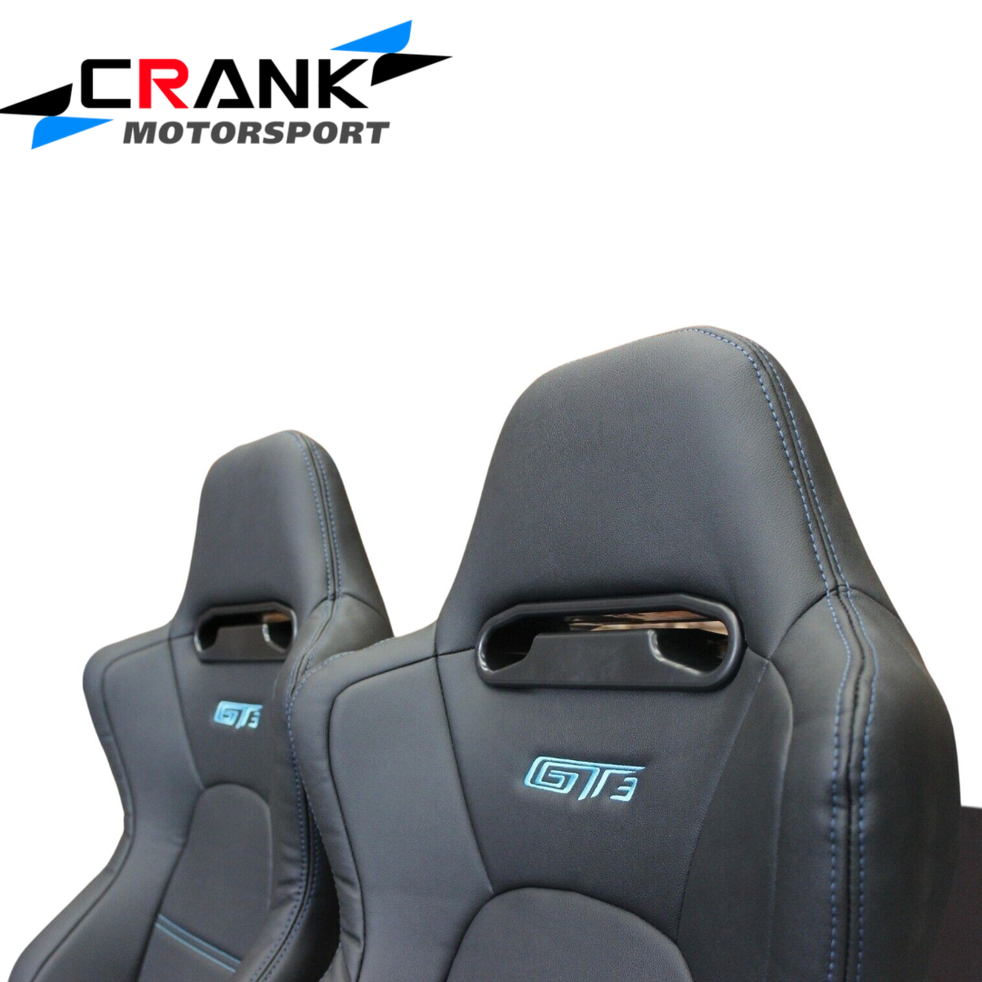2x GT3 Ultra Hard-Wearing PVC Vinyl Racing Seats – Car Sport Seats – ADR Approved